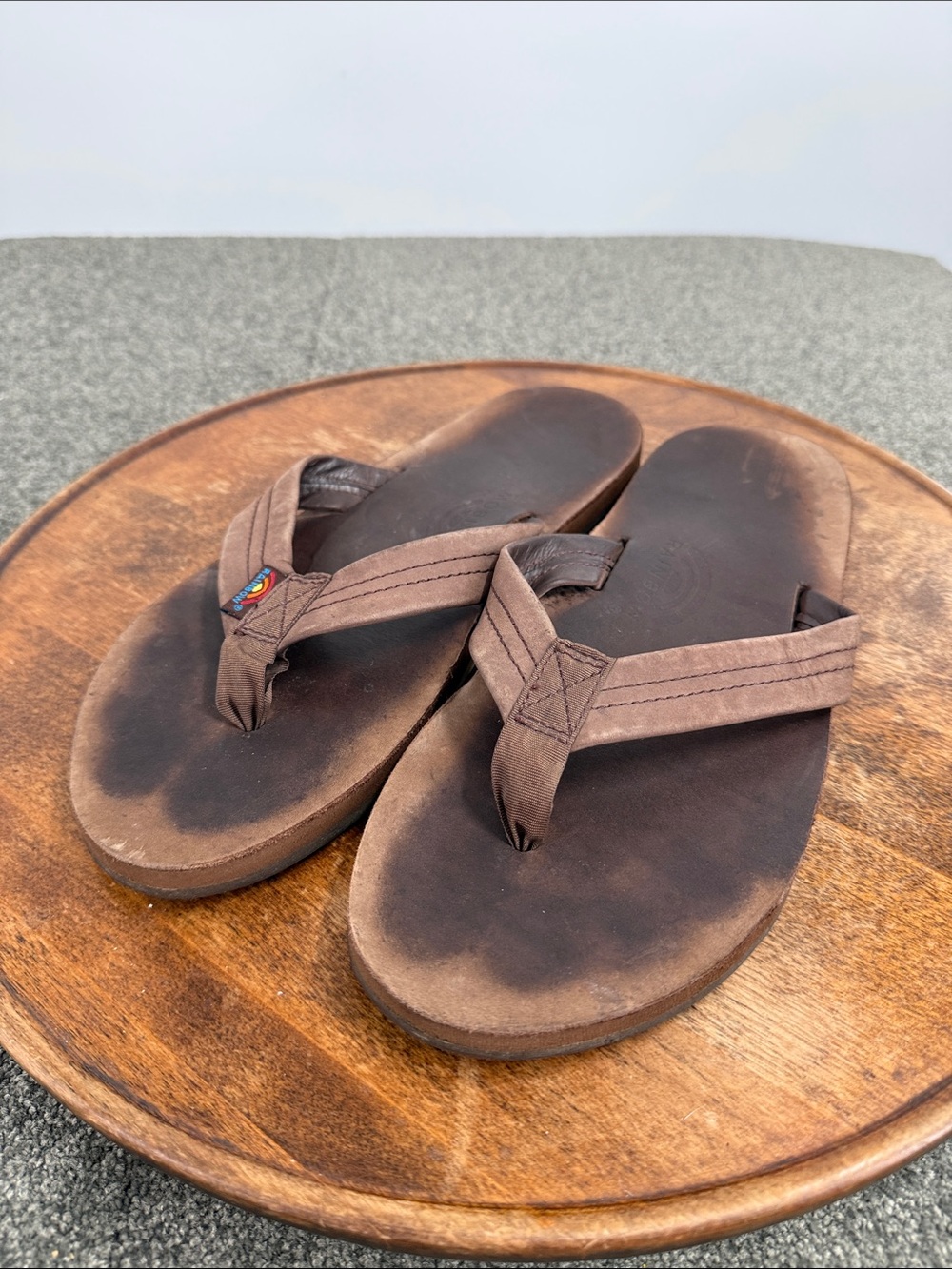 Rainbow Sandals Mens Large (9.5-10.5) Brown Flip Flop Thong Casual Beach Surf